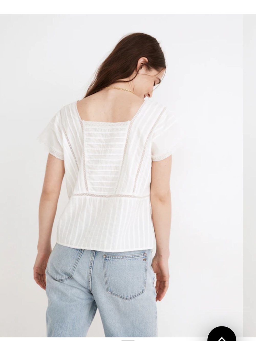 Madewell White Square-Neck Pintuck Cotton Top - Picture 2 of 5